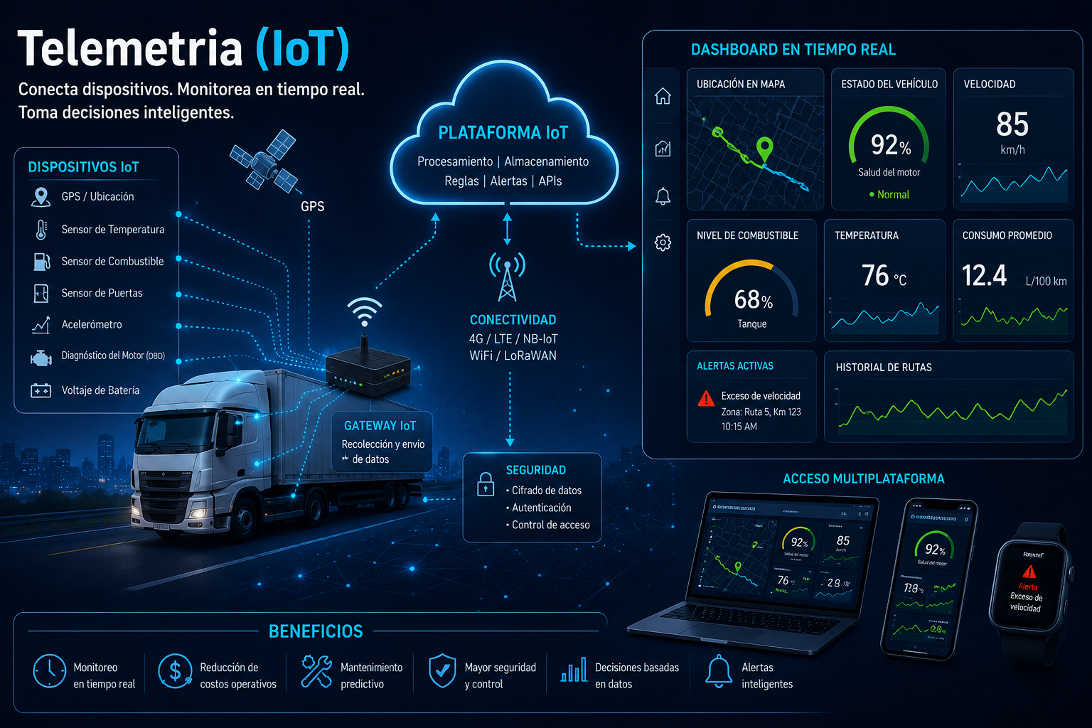 Dashboard de telemetria IoT para vehiculos conectados